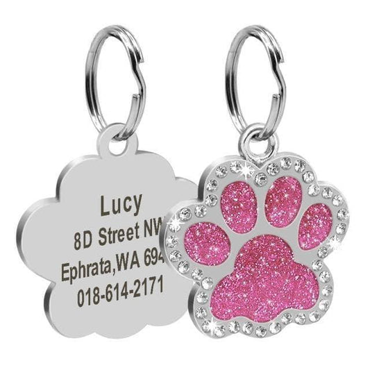 Bling Bling Paw Glitter ID Tag - PetTagCollars.com