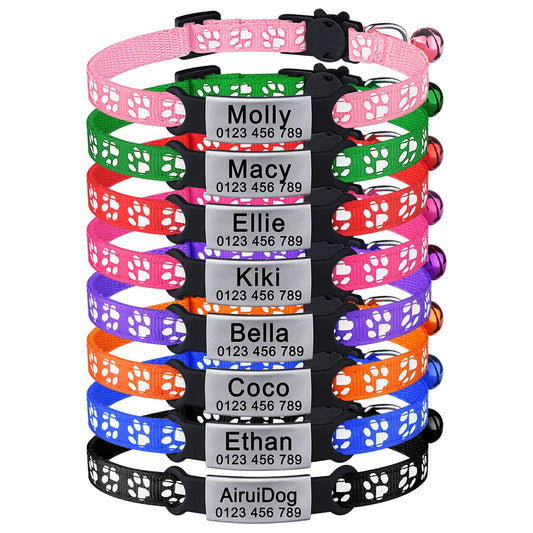 Purrsonalized Paw Prints Collars | Pink | PetTagCollars.com