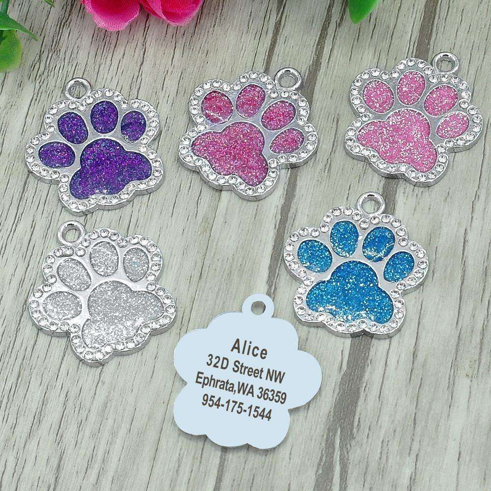 Bling Bling Paw Glitter ID Tag - PetTagCollars.com