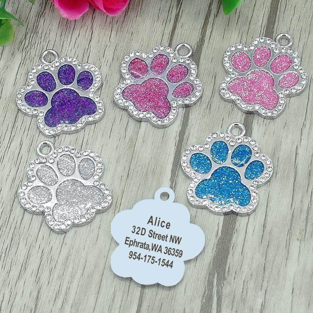 Bling Bling Paw Glitter (Fixed Block Font) - www.FancyPetTags.com