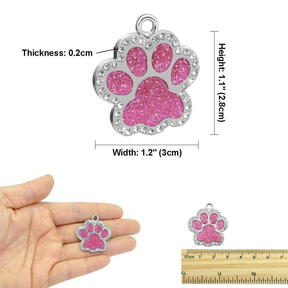 Bling Bling Paw Glitter ID Tag - PetTagCollars.com