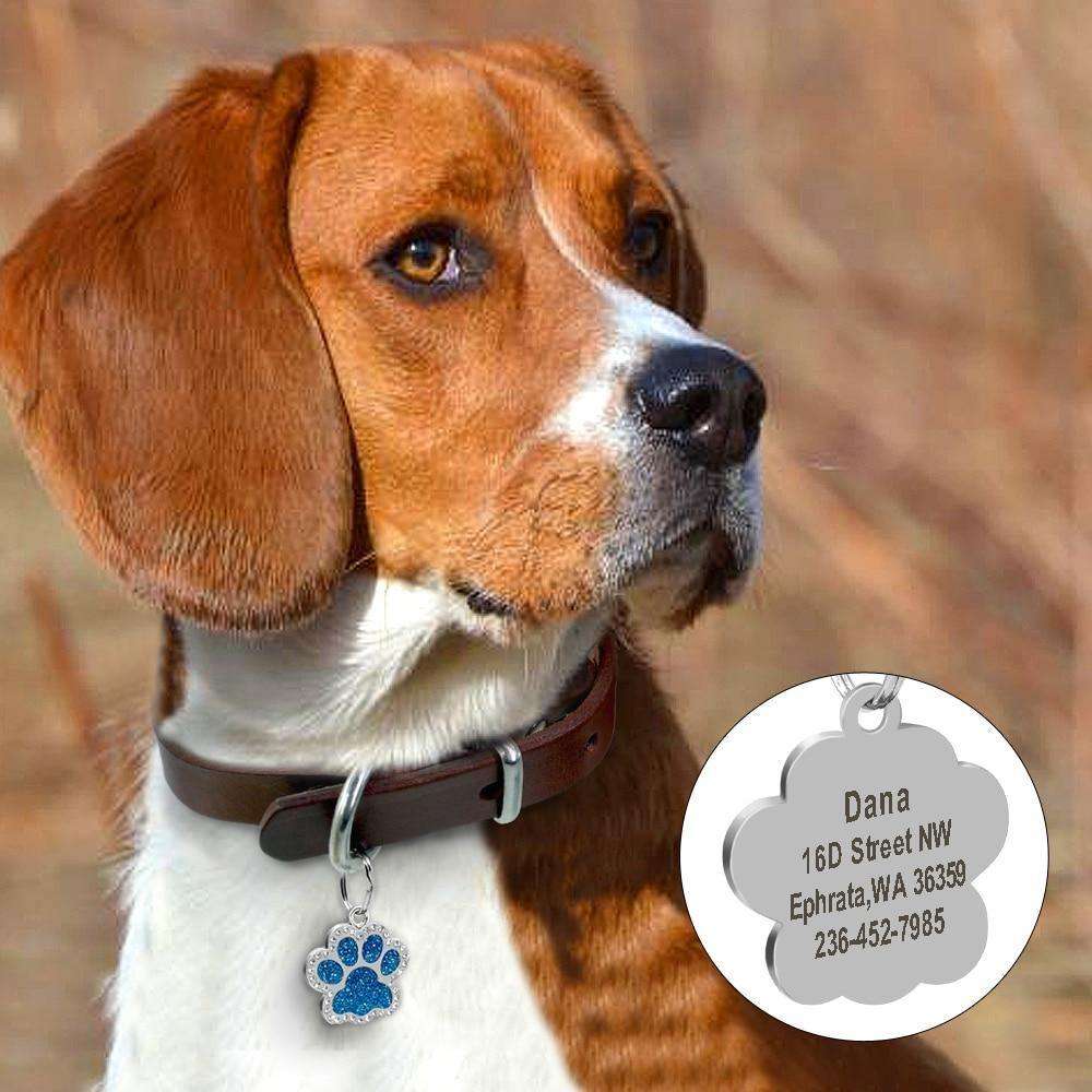 Bling Bling Paw Glitter ID Tag - PetTagCollars.com