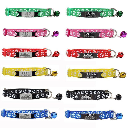 Nametag Rainbow Paw Collar with Bell - PetTagCollars.com