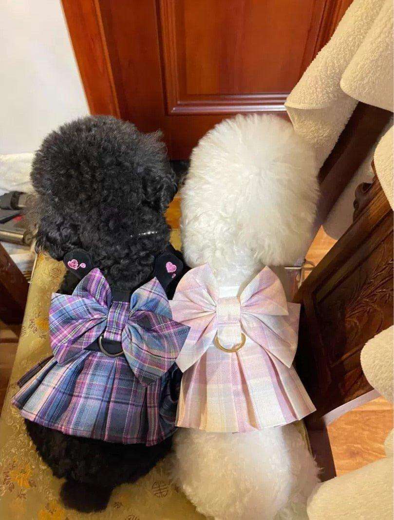 Darling Plaid Dress Back Clip Harness Leash Combo - PetTagCollars.com