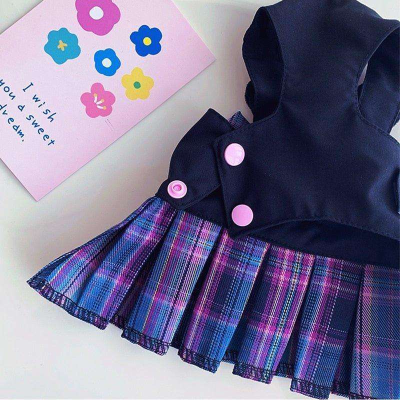 Darling Plaid Dress Back Clip Harness Leash Combo - PetTagCollars.com