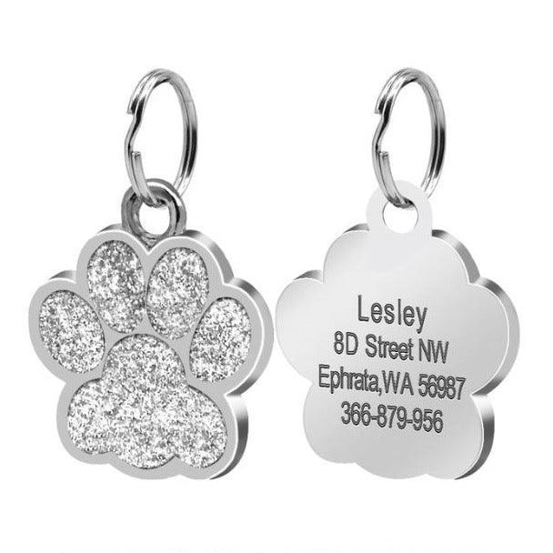 Paw Glitter (Fixed Block Font) - PetTagCollars.com