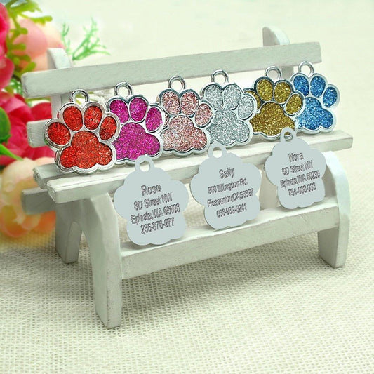 Paw Glitter (Fixed Block Font) - PetTagCollars.com