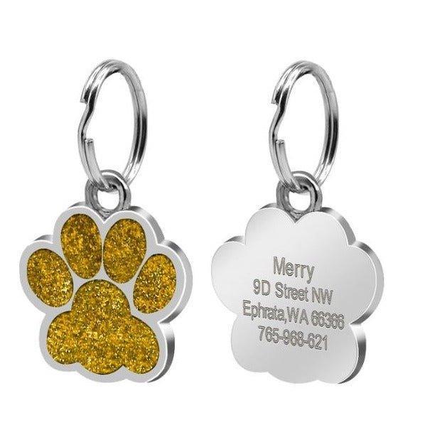Paw Glitter (Fixed Block Font) - PetTagCollars.com