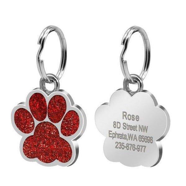 Paw Glitter (Fixed Block Font) - PetTagCollars.com
