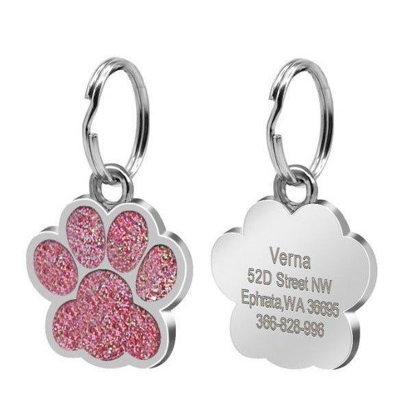 Paw Glitter (Fixed Block Font) - PetTagCollars.com