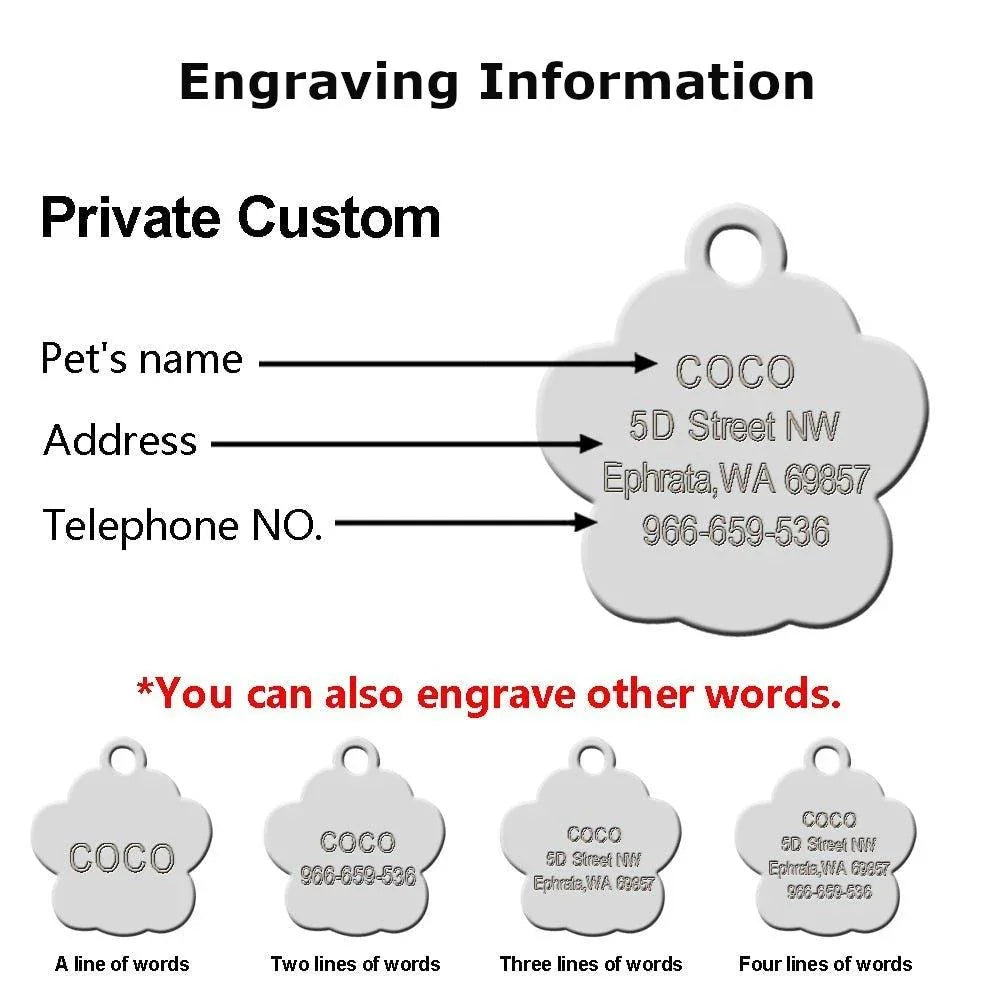 Paw Glitter (Fixed Block Font) - PetTagCollars.com