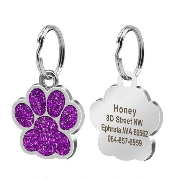 Paw Glitter (Fixed Block Font) - PetTagCollars.com