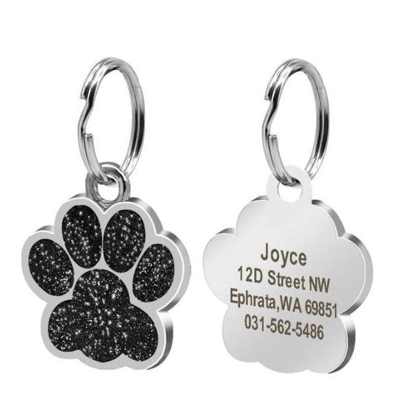 Paw Glitter (Fixed Block Font) - PetTagCollars.com