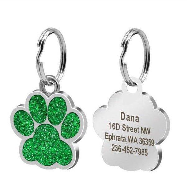 Paw Glitter (Fixed Block Font) - PetTagCollars.com