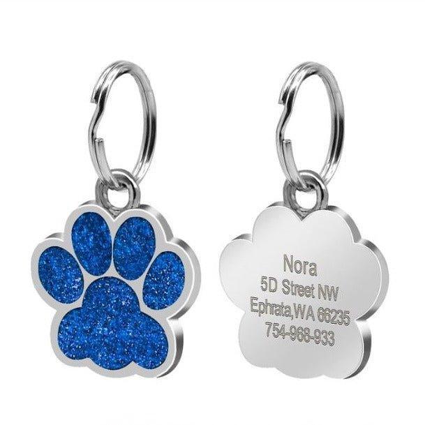 Paw Glitter (Fixed Block Font) - PetTagCollars.com