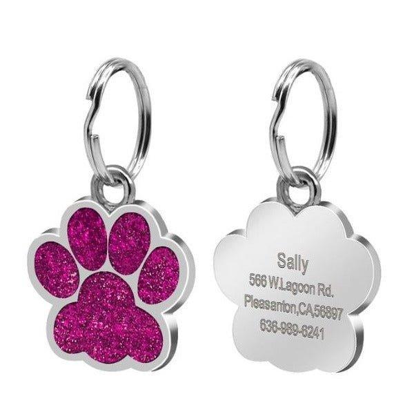 Paw Glitter (Fixed Block Font) - PetTagCollars.com