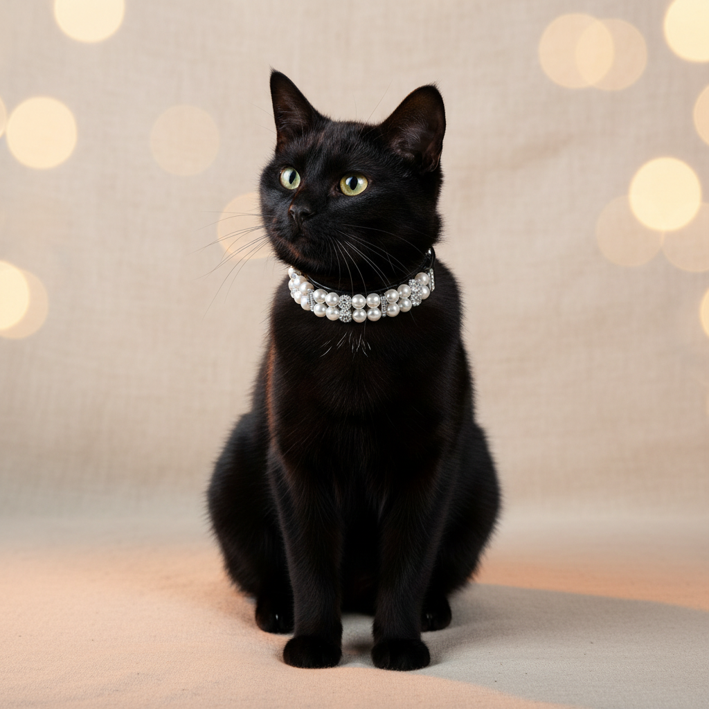 Pearl Elegant Pet Collar - Black Revised