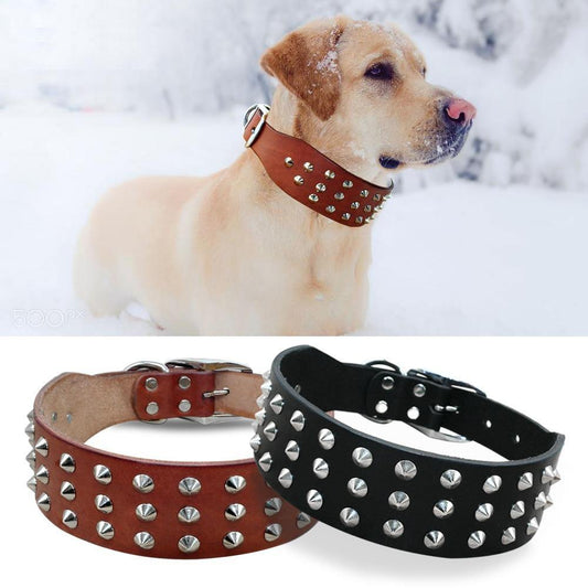 Rivets Studded Genuine Leather Collar Pet Artist