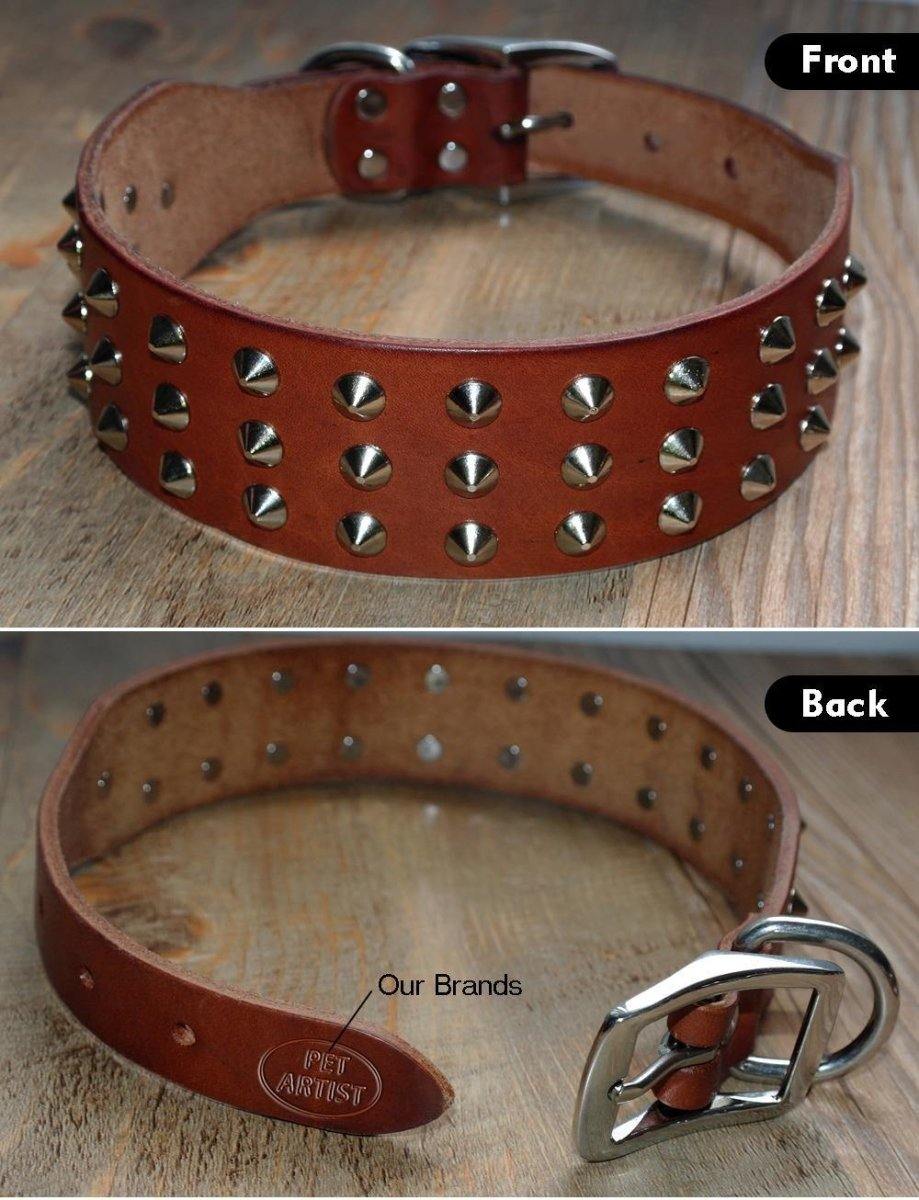 Rivets Studded Genuine Leather Collar Pet Artist