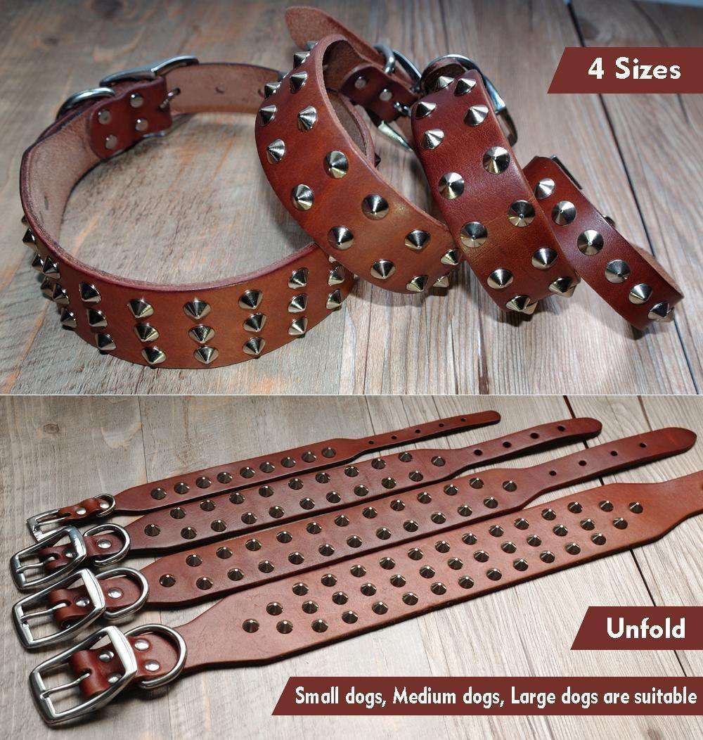 SpikeGuard Leather Collar - PetTagCollars.com