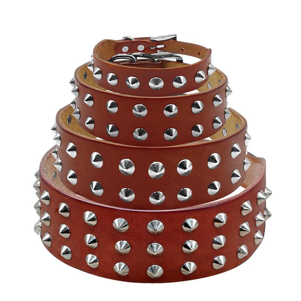 Rivets Studded Genuine Leather Collar Pet Artist