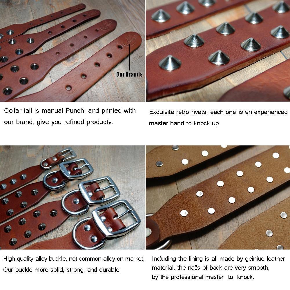 Rivets Studded Genuine Leather Collar Pet Artist