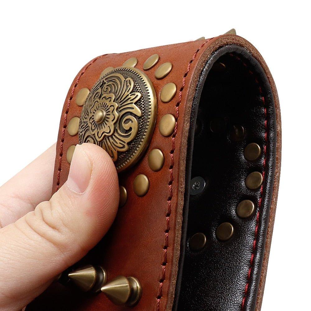 Spiked Studded Big Dog Genuine Leather Collar - 10: FancyPetTags.com
